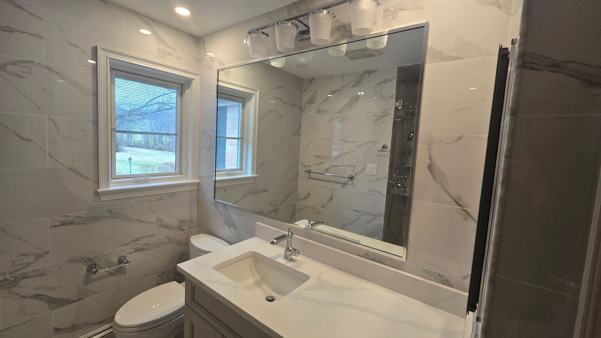 Marble bathroom remodel in Lancaster County