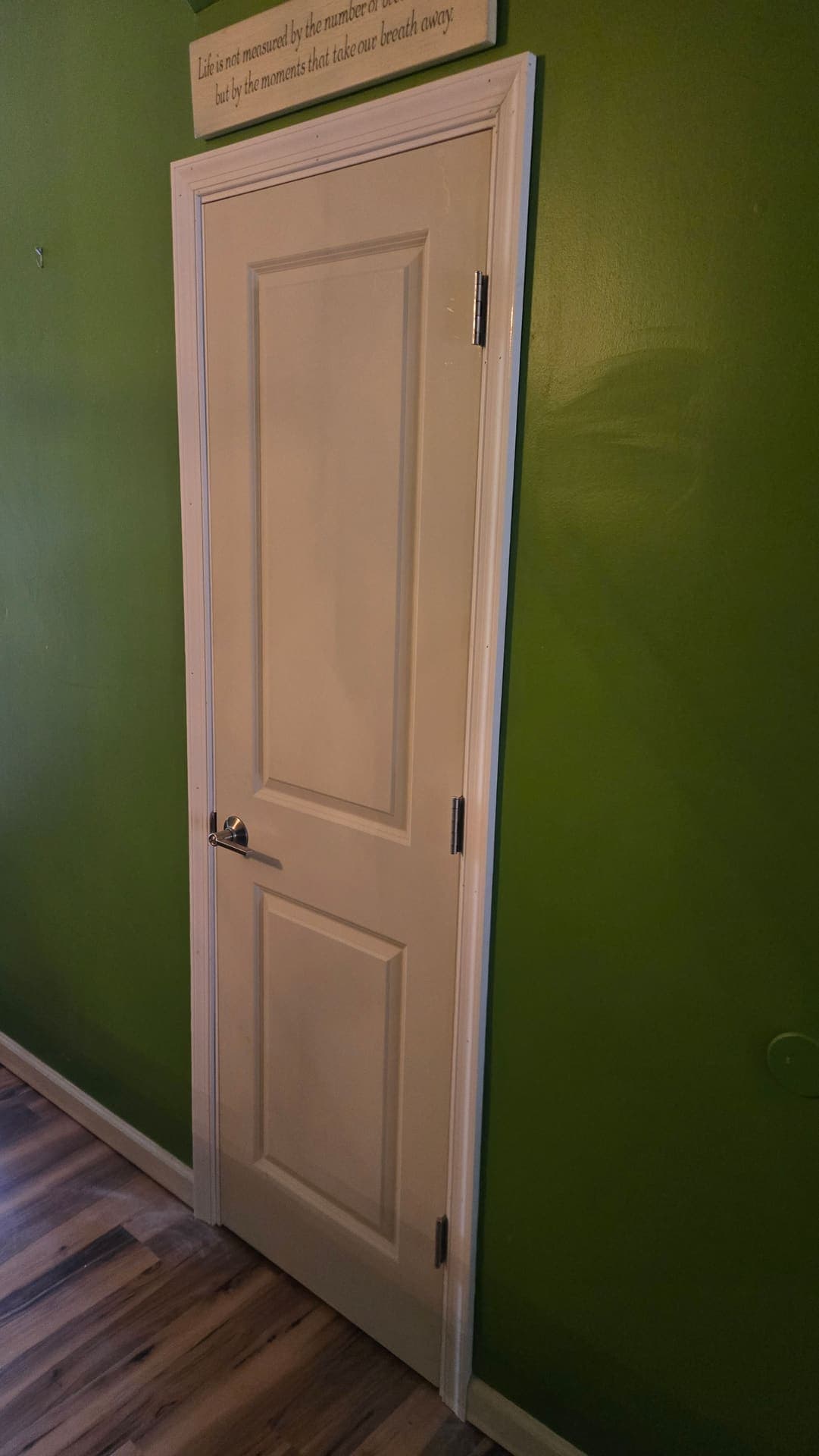 New white two panel interior door with trim